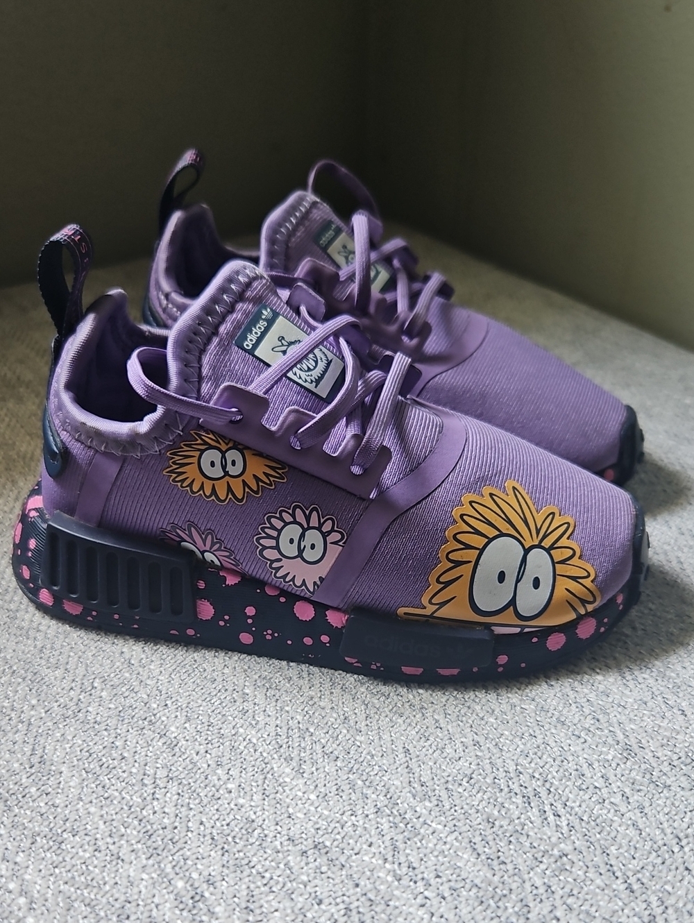 Adidas x Kevin Lyons NMD_R1 "Monster" - "Super Purple" Color. Girls Toddler 7K